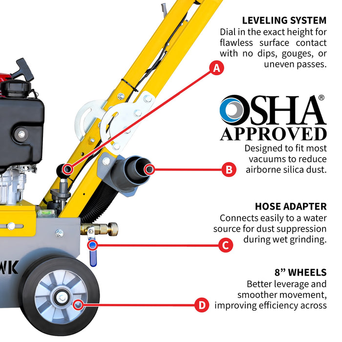 Tomahawk Power 10" Honda Concrete Floor Grinder 10HP GXV390 Motor for Smoothing, Floor Prep, Coatings - Product Image 6