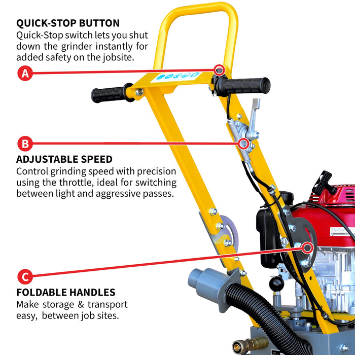 Tomahawk Power 10" Honda Concrete Floor Grinder 10HP GXV390 Motor for Smoothing, Floor Prep, Coatings - Product Image 7