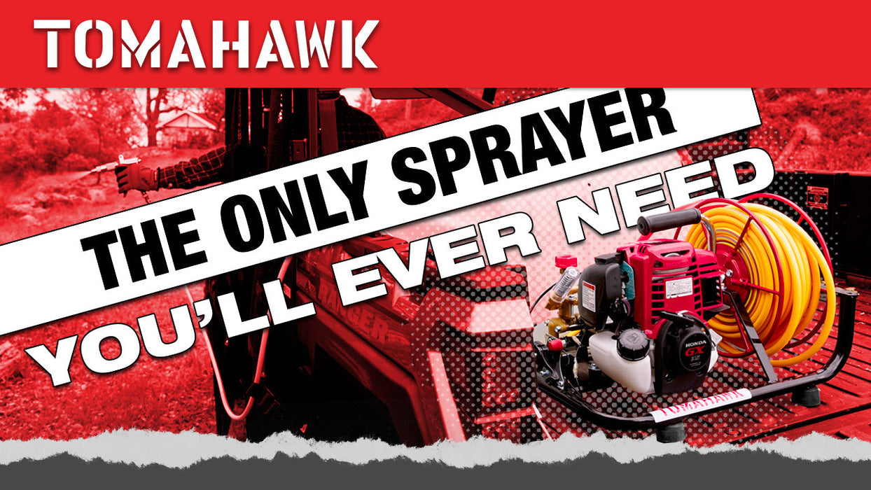 1.6HP Skid Sprayer Barrel Mount Only with Honda GX35 100ft Hose and 500 PSI Pump for Pest Control - detail close-up