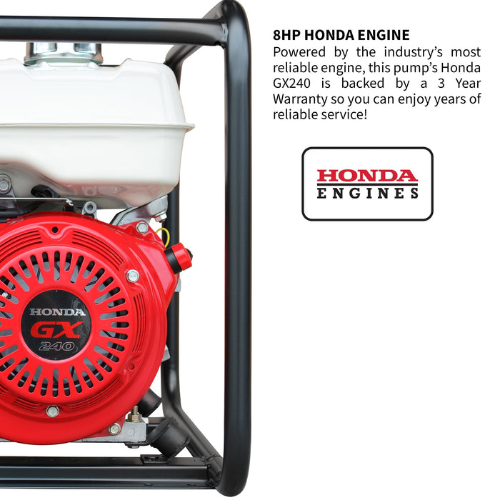 Tomahawk Power 3 Inch Trash Water Pump 375 GPM 8 HP GX270 powered by Honda Portable Utility - Product Image 5