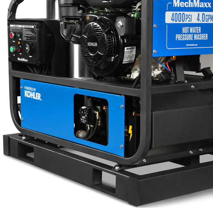 4000 PSI 4 GPM KOHLER E-Start Engine Hot Water Pressure Washer Skid Mounted with 245 Gal Tank,  HPW40KBT