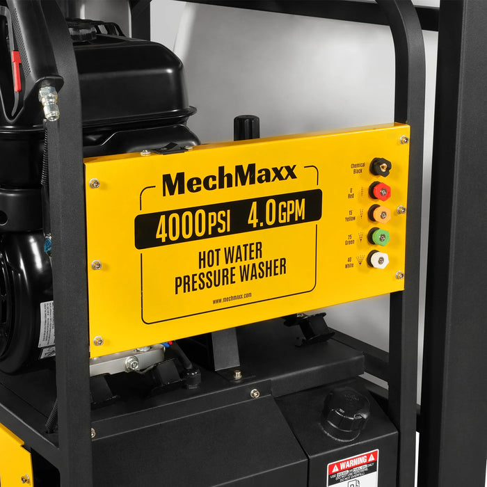 4000 PSI 4 GPM 15 HP ZONSEN E-Start Gas Engine Hot Water Pressure Washer Skid Mounted with 245 Gal Tank,  HPW40DBT
