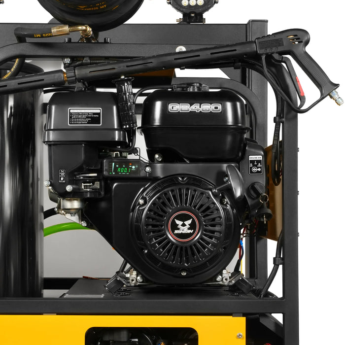 4000 PSI 4 GPM 15 HP ZONSEN E-Start Gas Engine Hot Water Pressure Washer Skid Mounted with 245 Gal Tank,  HPW40DBT