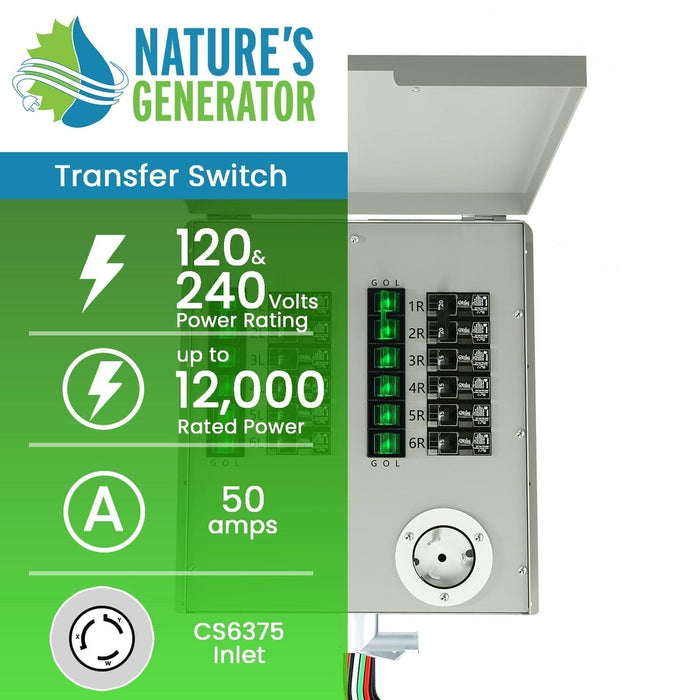 Refurbished - Nature's Generator 120/240V 50A 12-Circuit Non-Automatic Transfer Switch