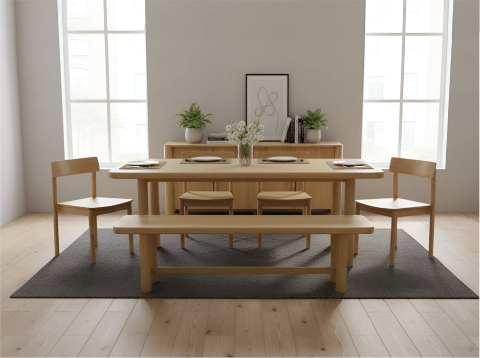 Alpine Furniture Cleo Hudson Dining Bench, Light Oak