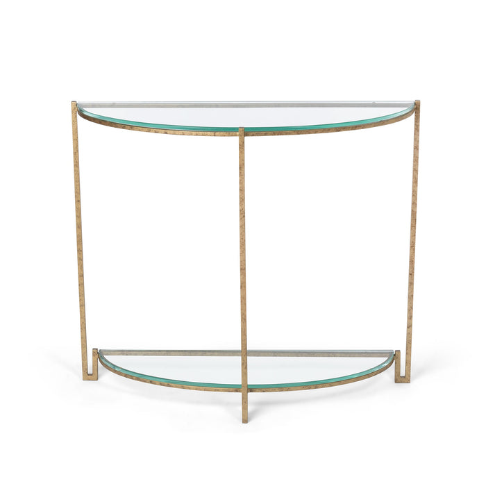 Park Hill Collection Naomi Elegant Iron and Glass Demi Lune Table - Stylish Accent for Foyers and Small Spaces