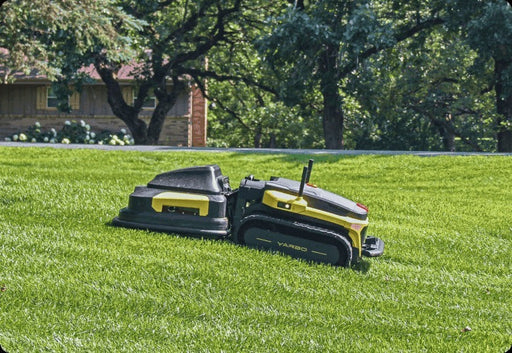 Close-up of Yarbo modular robotic mower cutting grass evenly