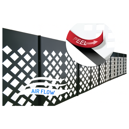 SolaTrim Solar Panel Pest Abatement Barrier - 5.5 inch - 100 ft (25 Panels) - SolaTrim pest barrier panels with airflow design and peel-and-stick adhesive detail.