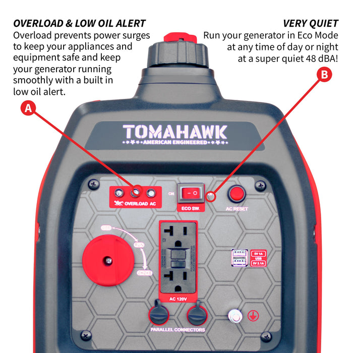 Tomahawk Power 2000 Watt Inverter Generator Super Quiet Portable Gas Power Professional Use - Product Image 10