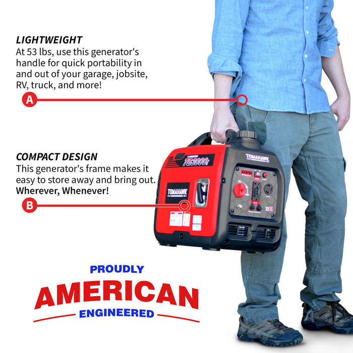 Tomahawk Power 3000 Watt Inverter Generator Super Quiet Portable Gas Power Professional Use - Camo Special Edition -...