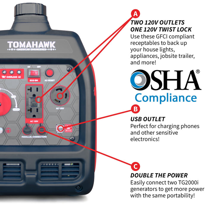 Tomahawk Power 3000 Watt Inverter Generator Super Quiet Portable Gas Power Professional Use - Camo Special Edition -...