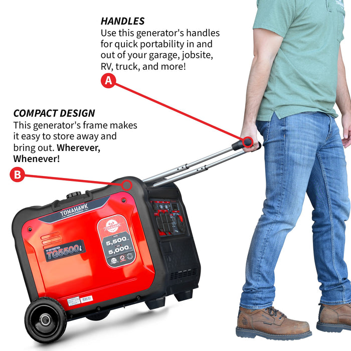 Tomahawk Power 5500 Watt Inverter Generator Super Quiet Portable Gas Power Professional Use - Product Image 7