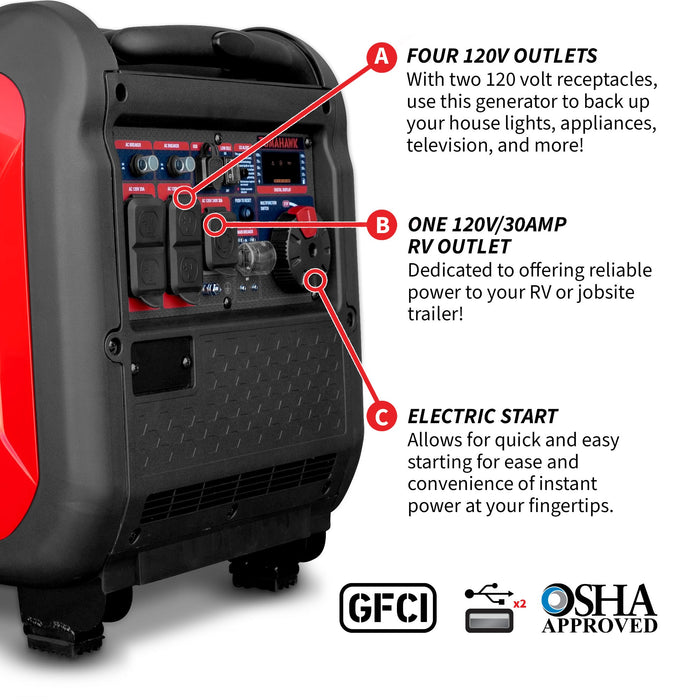 Tomahawk Power 5500 Watt Inverter Generator Super Quiet Portable Gas Power Professional Use - Product Image 8