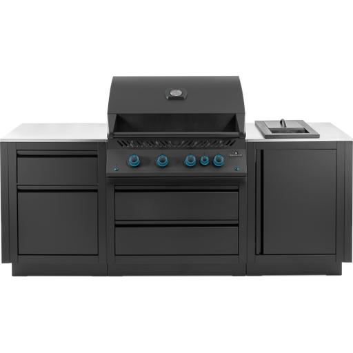 Napoleon OASIS outdoor kitchen kit OOK-001 matte black with stainless steel countertops