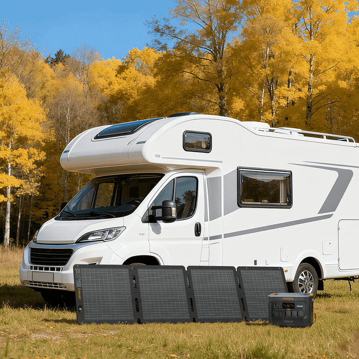Jackery HomePower 1000 Plus v2 White Solar Generator – SolarSaga 100 Air foldable panel, second view