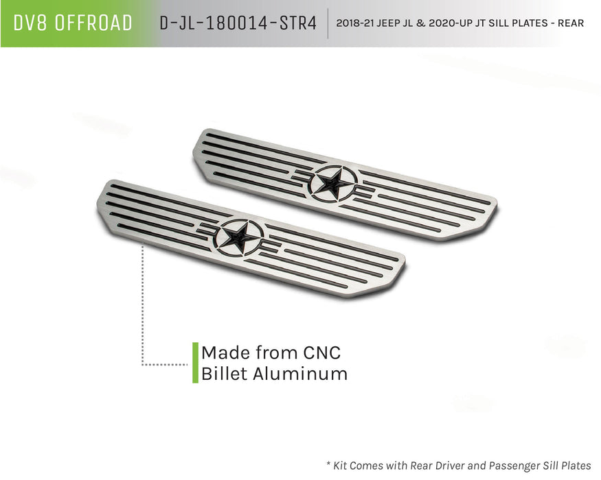 DV8 Offroad 2018-2026 Jeep Wrangler JL & Gladiator JT Sill Plates "Star Logo" Rear – image 7 of 8