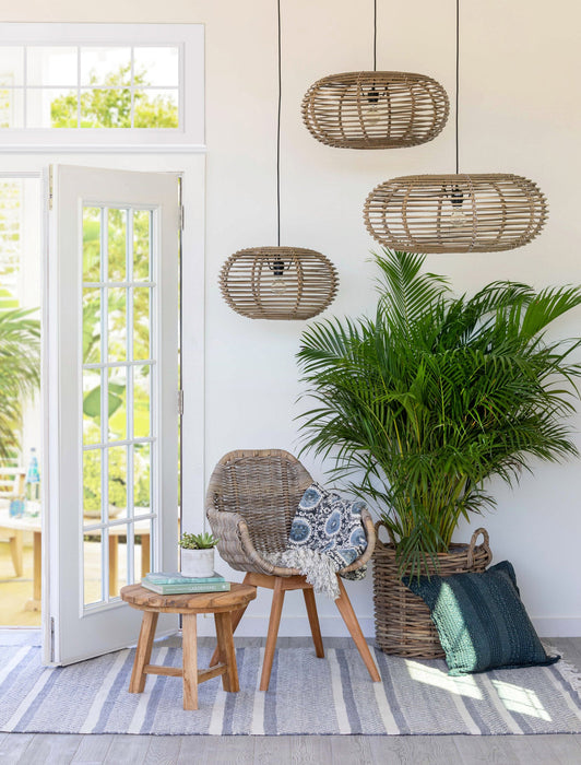 Park Hill Collection Kailani Rattan Pendant Light – Stylish Natural Fiber Design with Metal Accents for Modern Spaces