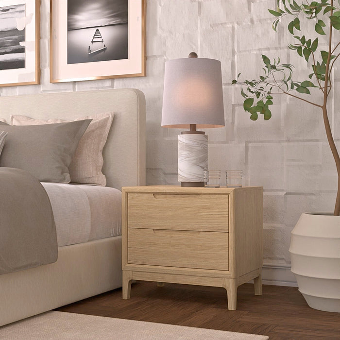 Alpine Furniture Cleo June Nightstand, Light Oak