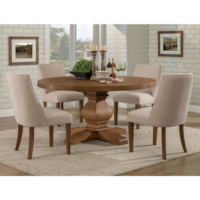 Alpine Furniture Kensington Round Dining Table, Reclaimed Natural