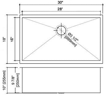 30" Single Bowl Under-Mount Sink - KS109