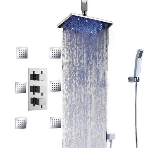 Cascada Showers Tuscany LED Rainfall Thermostatic Shower System - Ceiling Mount