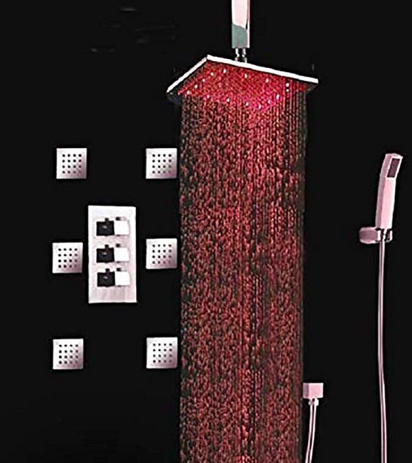 Cascada Showers Tuscany LED Rainfall Thermostatic Shower System - Ceiling Mount - View 22