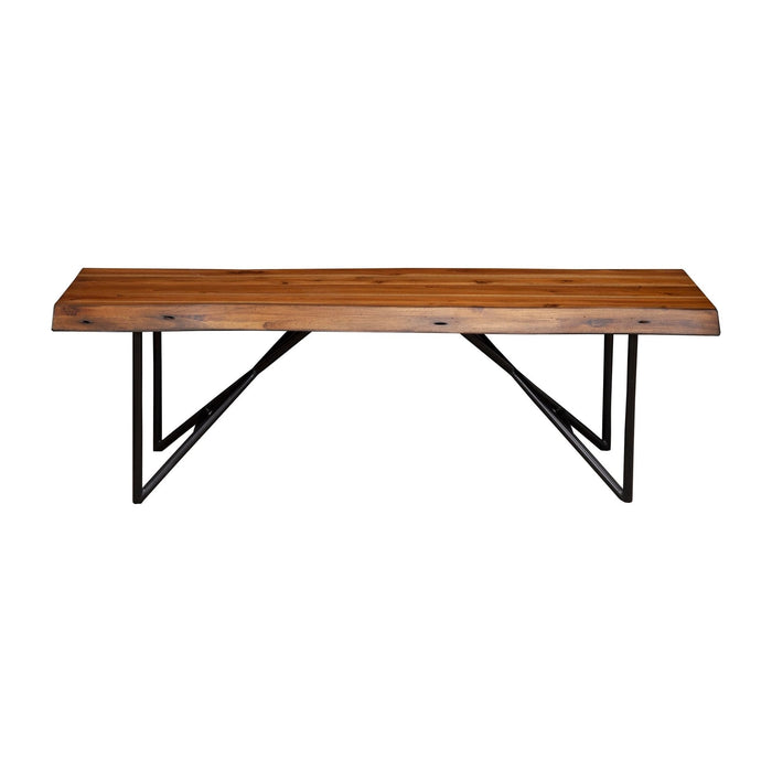 Alpine Furniture Live Edge Bench, Light Walnut