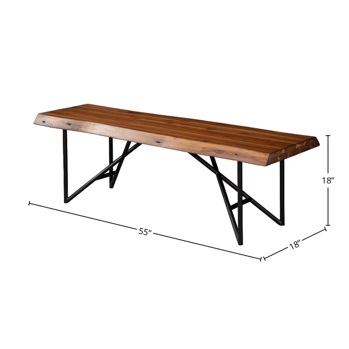 Alpine Furniture Live Edge Bench, Light Walnut