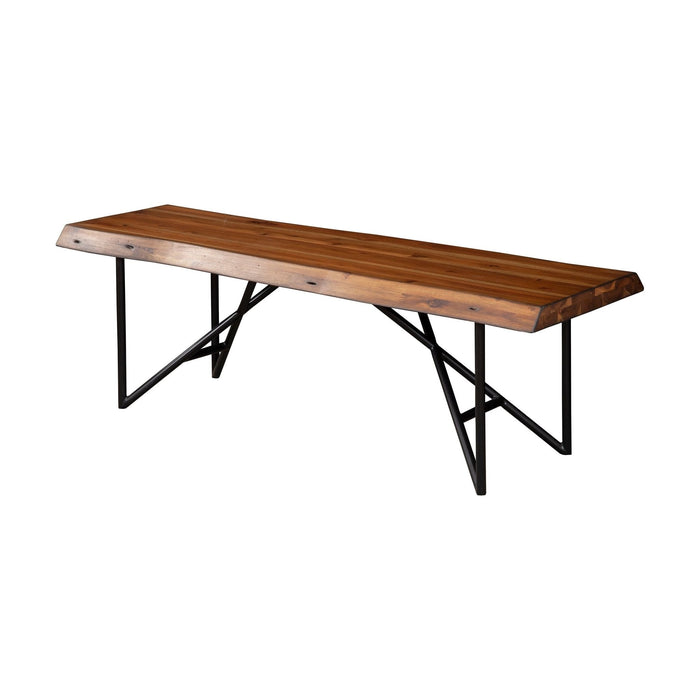 Alpine Furniture Live Edge Bench, Light Walnut