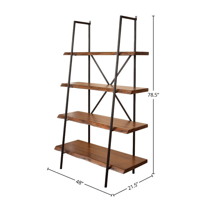 Alpine Furniture Live Edge Bookshelf, Light Walnut