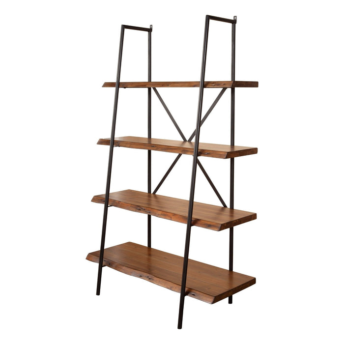 Alpine Furniture Live Edge Bookshelf, Light Walnut