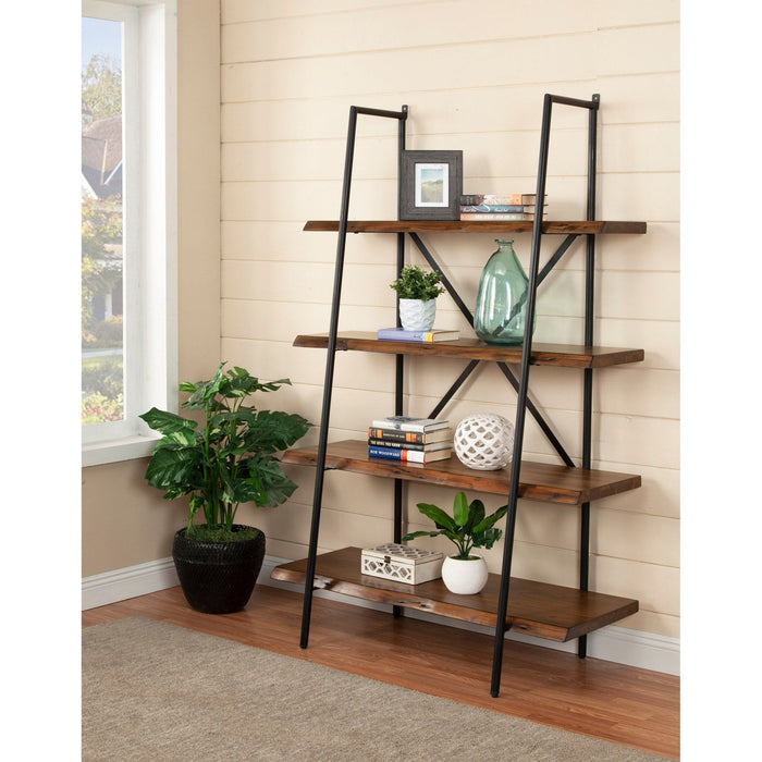 Alpine Furniture Live Edge Bookshelf, Light Walnut