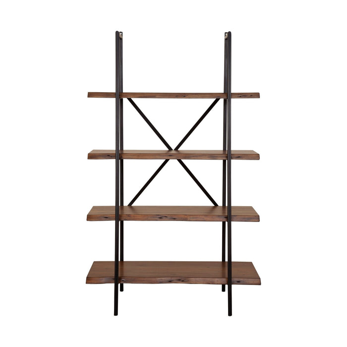 Alpine Furniture Live Edge Bookshelf, Light Walnut