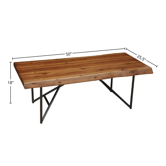 Alpine Furniture Live Edge Coffee Table, Light Walnut