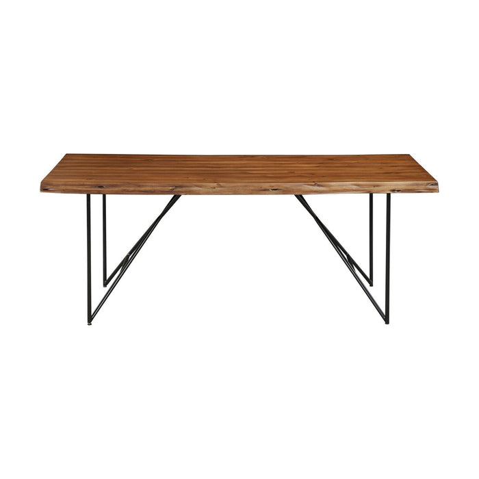 Alpine Furniture Live Edge Dining Table, Light Walnut