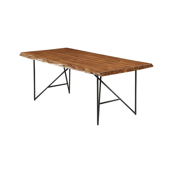 Alpine Furniture Live Edge Dining Table, Light Walnut