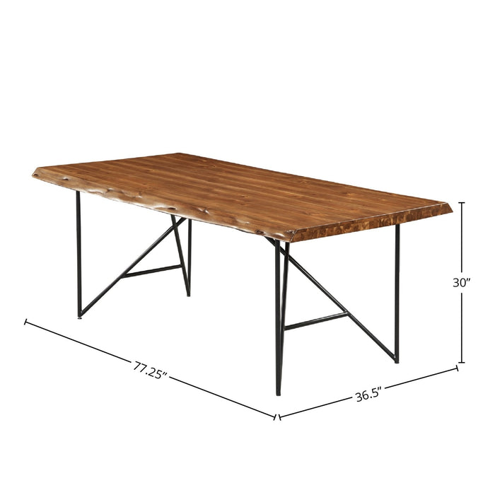 Alpine Furniture Live Edge Dining Table, Light Walnut