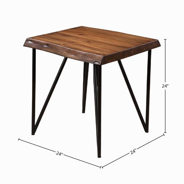 Alpine Furniture Live Edge End Table, Light Walnut