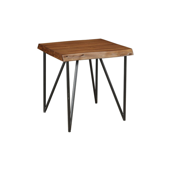 Alpine Furniture Live Edge End Table, Light Walnut