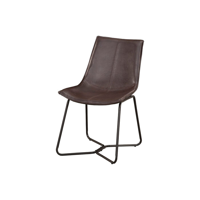 Alpine Furniture Live Edge Leather Chairs, Dark Brown