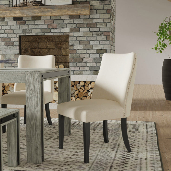 Alpine Furniture Live Edge Parson Chairs, Cream/Black