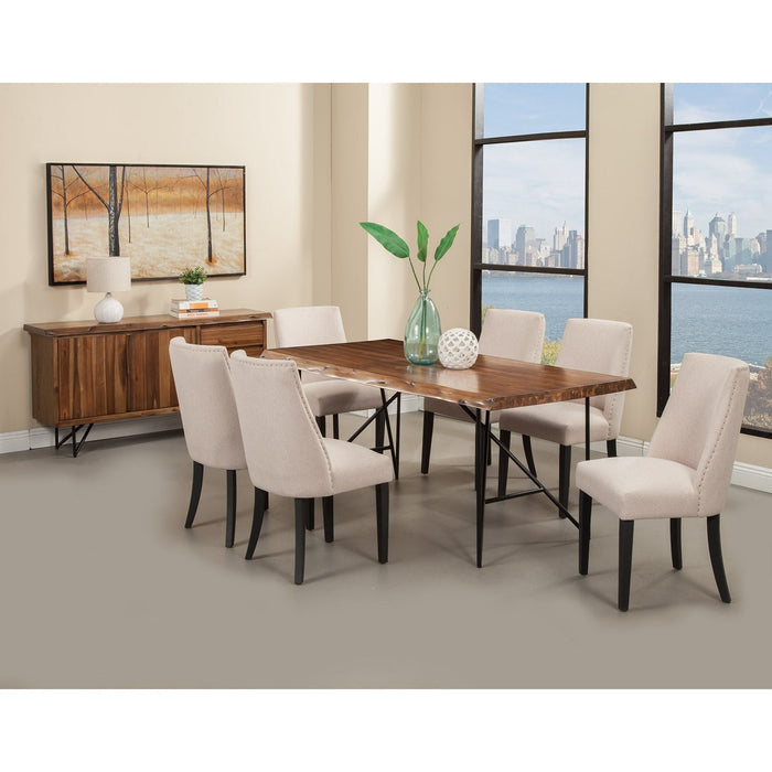 Alpine Furniture Live Edge Parson Chairs, Cream/Black