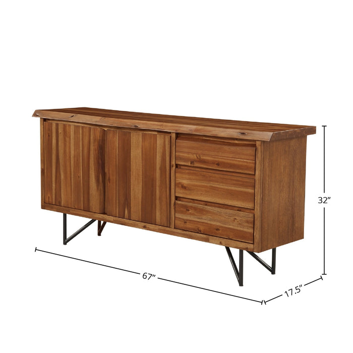Alpine Furniture Live Edge Server, Light Walnut