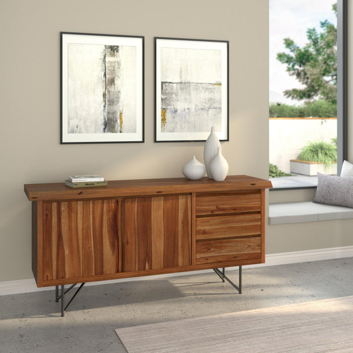 Alpine Furniture Live Edge Server, Light Walnut