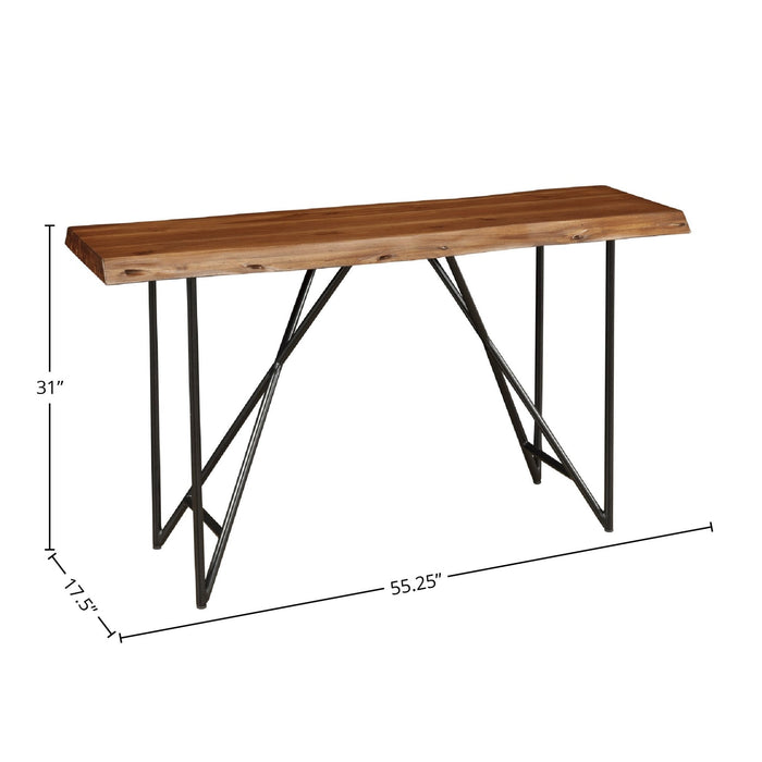 Alpine Furniture Live Edge Sofa Table, Light Walnut