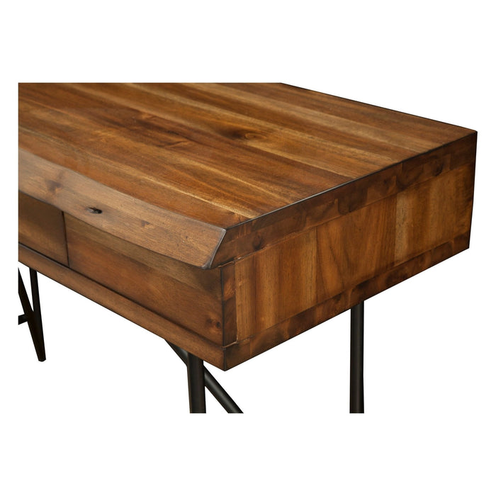 Alpine Furniture Live Edge Writing Desk, Light Walnut
