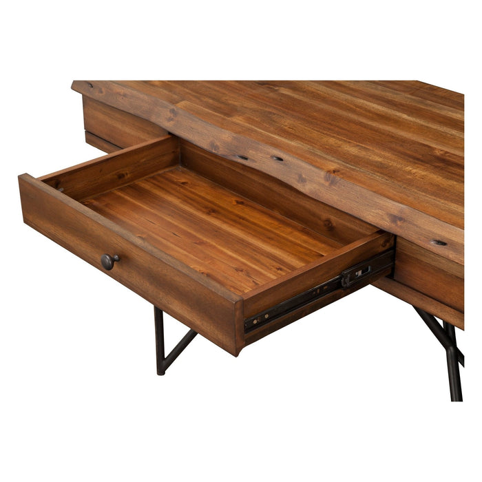 Alpine Furniture Live Edge Writing Desk, Light Walnut