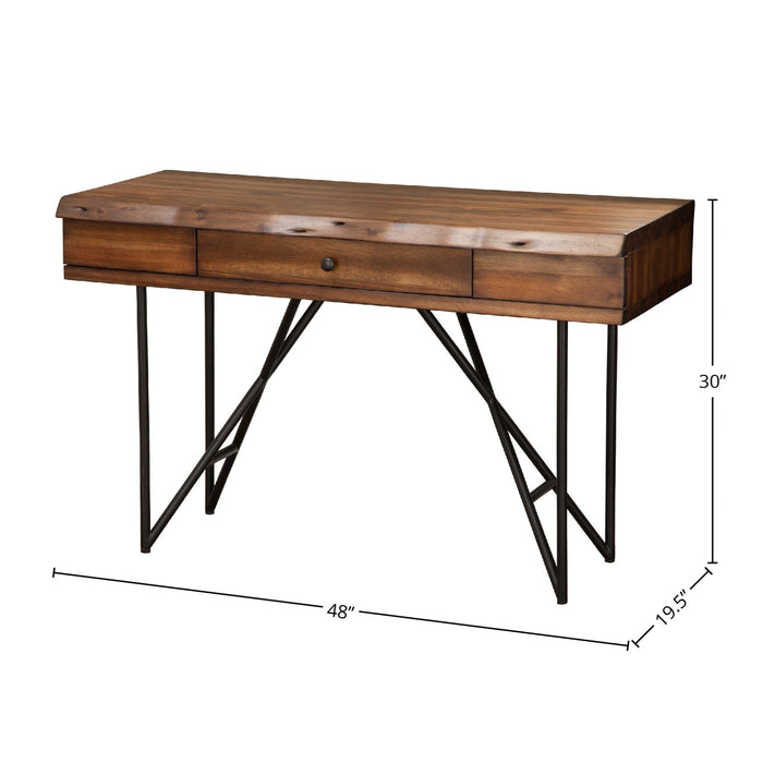 Alpine Furniture Live Edge Writing Desk, Light Walnut