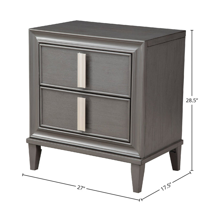 Alpine Furniture Lorraine Nightstand, Dark Grey