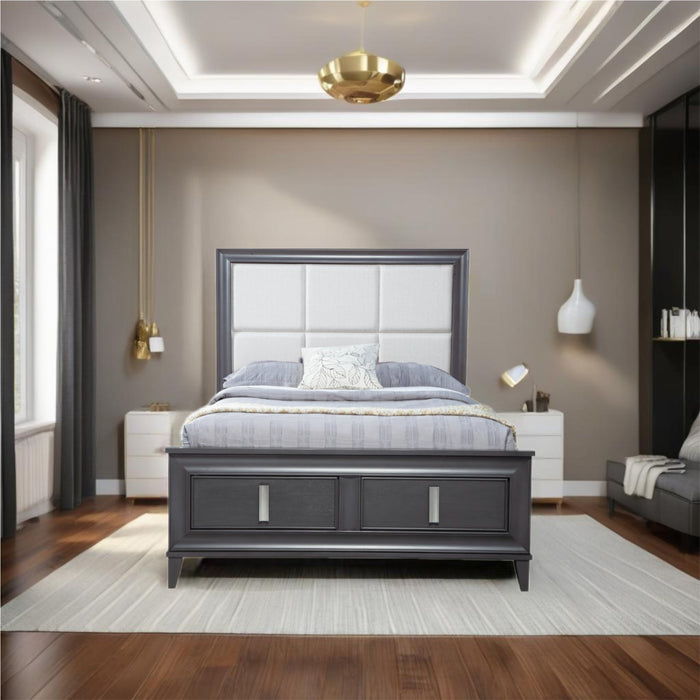 Alpine Furniture Lorraine Storage Bed, Dark Grey